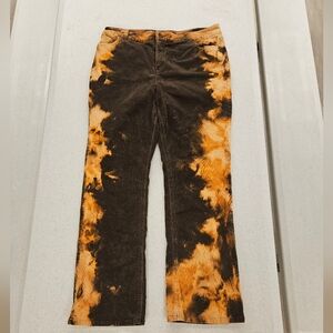 Upcycled Bleached Acid Wash Brown Corduroy Pants Size 10P